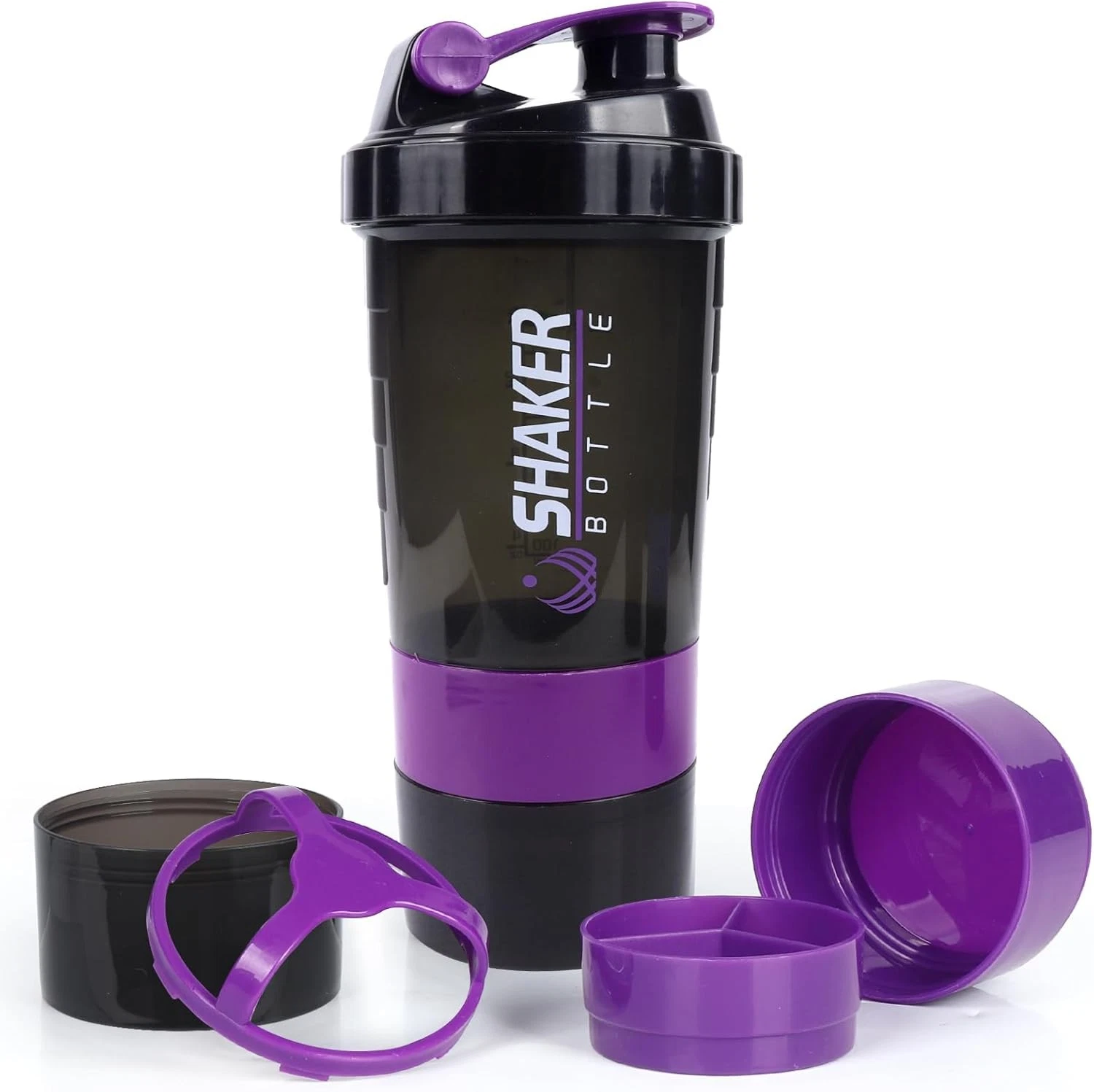 Shaker Bottle, Leak Proof Shaker Bottle for Protein Mixes,16oz 3 Layer Twist Off