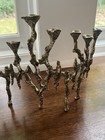 Vintage Brutalist Brass Hanukkah Menorah Wainberg Israel Artist 1950s -60s — photo 2