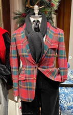 Red Plaid Men's Blazer Casual Christmas Party Jacket Peak Lapel Leisure Coat