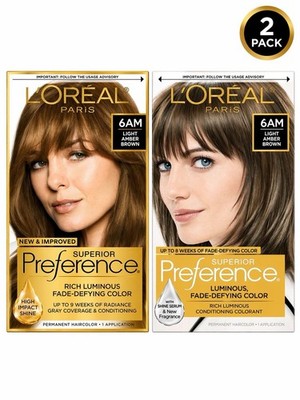 (2 Pack) L'oreal Superior Preference 6AM Light Amber Brown (Package May Vary)M28