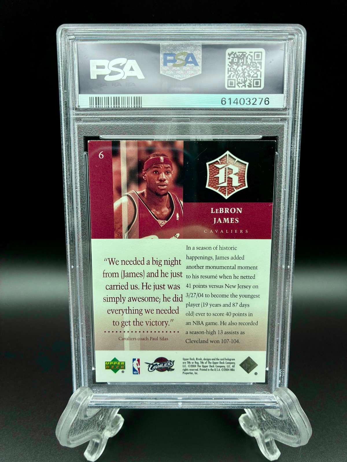 🏀2004 UPPER DECK RIVALS #6 LeBRON JAMES PSA 8 NM Cavaliers Lakers HOF NM-MT view 2