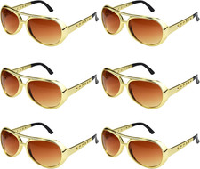 6Pcs Disco Sunglasses 50S 60S Rock Star Cool Golden Costume Glasses for Hallowee