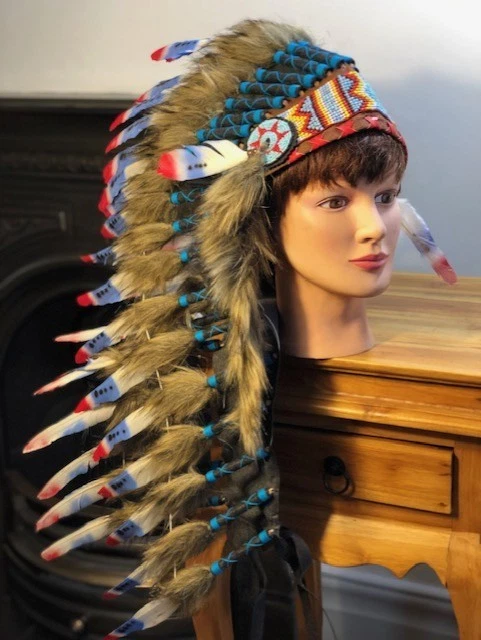 Indian Headdress Native American Feather Headress War Bonnet - Image 4 of 4