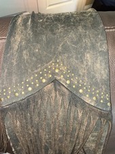 Brown Cowgirl Vibe Small Fringe Pull On Boot Cut Pants With Metal Embellishment
