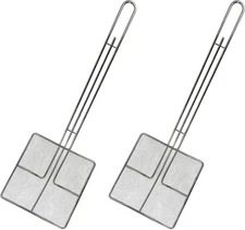Wire Mesh Strainer with Long Handle | 2-Pack | 6.5" Square Frying Spoon | Cookin