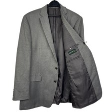 Ralph Lauren Herringbone Gray 48L Rayon Blazer Sport Coat Suit Jacket Long
