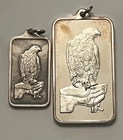 Vintage Pair of Pamp Suisse Falcon 1 T-oz & 10 Gram .999 Silver Bar Pendants