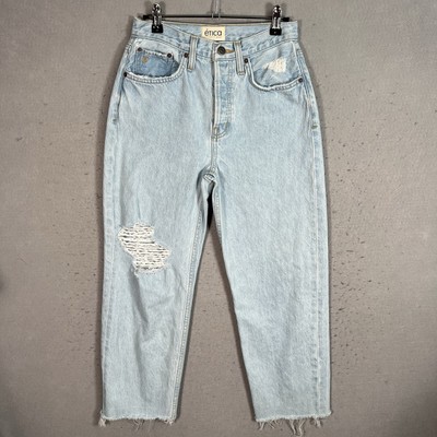 Etica Jeans Womens Sz 25 Tyler Vtg Straight High Rise Organic Cotton Distressed