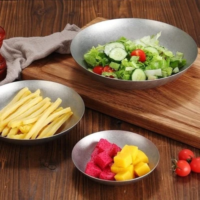 Stainless Steel For Salad Plate 304 Grade Round Deep Dish for Daily Food - Image 1 of 4