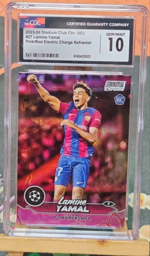 2023-24 Topps Stadium Club Chrome Lamine Yamal #27 RC Pink Red Electric CGC 10