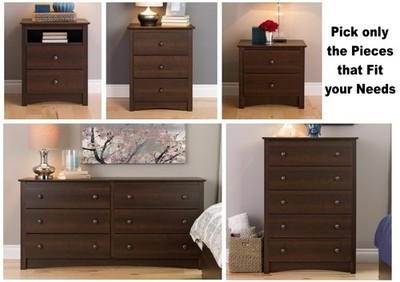 New Espresso Brown Matching Bedroom Furniture Dresser Drawers Chest  Dressers Set | eBay