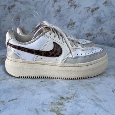 Nike Court Vision Alta Women's Size 9 Shoes White Leopard Low Platform Sneakers