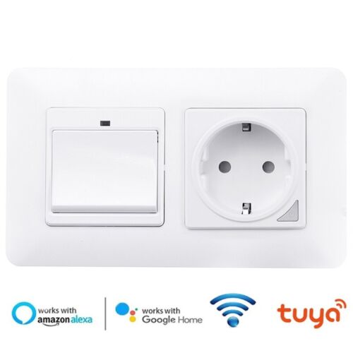 Tuya Schuko Socket with Wall Switch Smart WiFi Control with Alexa Google - Afbeelding 1 van 9
