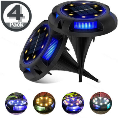 4Pack Solar Ground Light 12 LED Outdoor Disk Lighting Landscape Yard Garden Lawn