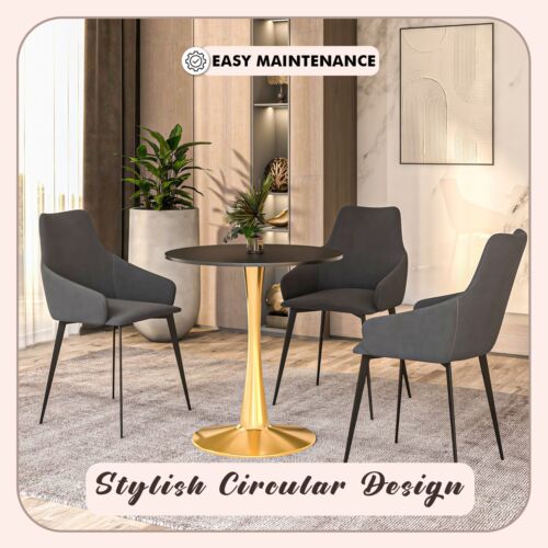 Bristol 24" Round Dining Table with MDF Wood Tabletop in Gold Steel - 第 4/28 張圖片