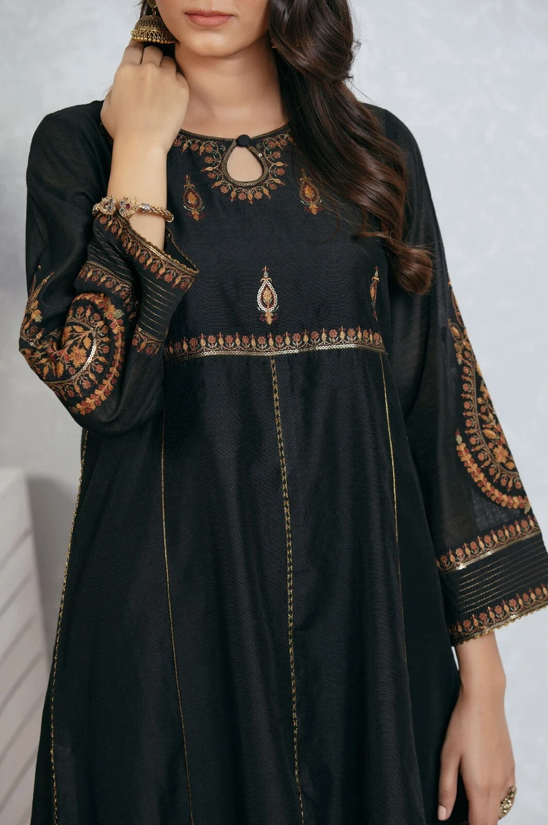 NWT ZEEN WOMAN Size L 14 XL 16 Formal Embroidered Cotton Net Kurti Pakistani