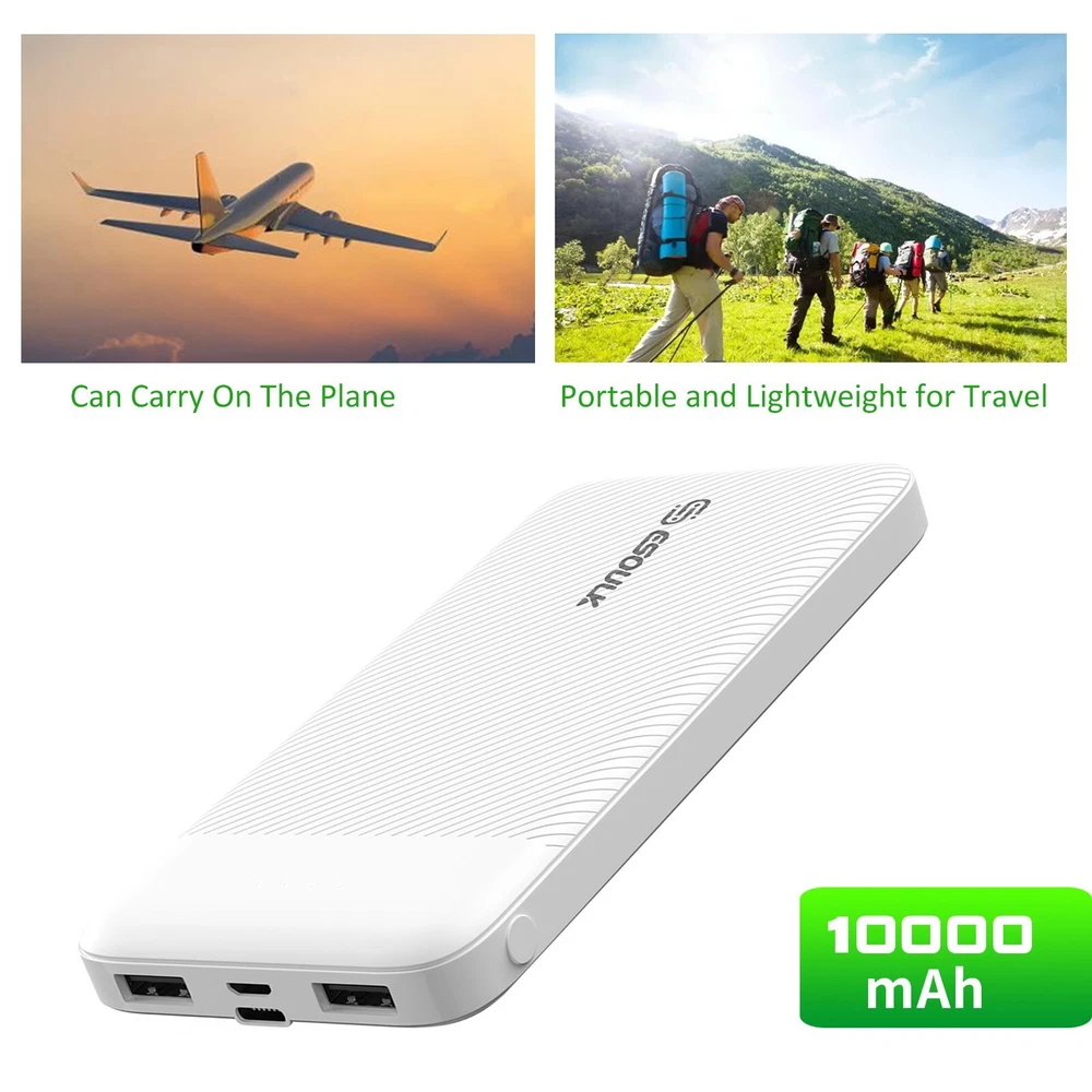 10000mAh Power Bank with Dual USB Fast Charging