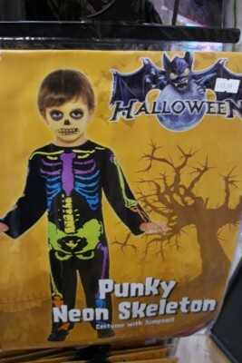 SMIFFY`S PUNKY NEON SKELETT KOSTÜM HALLOWEEN 7-9 JAHRE