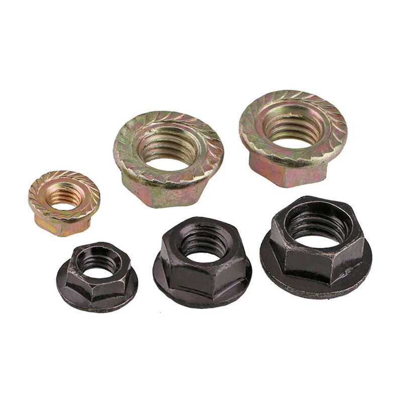 Flange Hexagonal Nuts Carbon Steel Nickel/Zinc Plated Toothed Nut M2 M3 M4 - M16