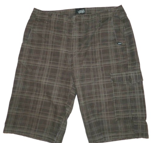 Vans Mens Shorts Chino Logo Brown Plaid 