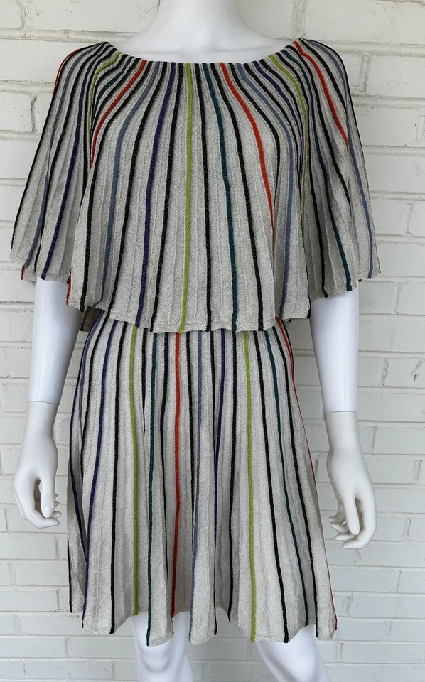 M Missoni Multicolored Stripe Flounce Knit Dress Lurex Women's Size 38 US XS - Image 4 of 4