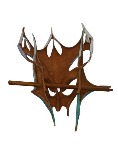 Hand Made Tribal Leather Face Mask Hair Pin Genuine Leather Hand Tooled Art Rare - Picture 5 of 7
