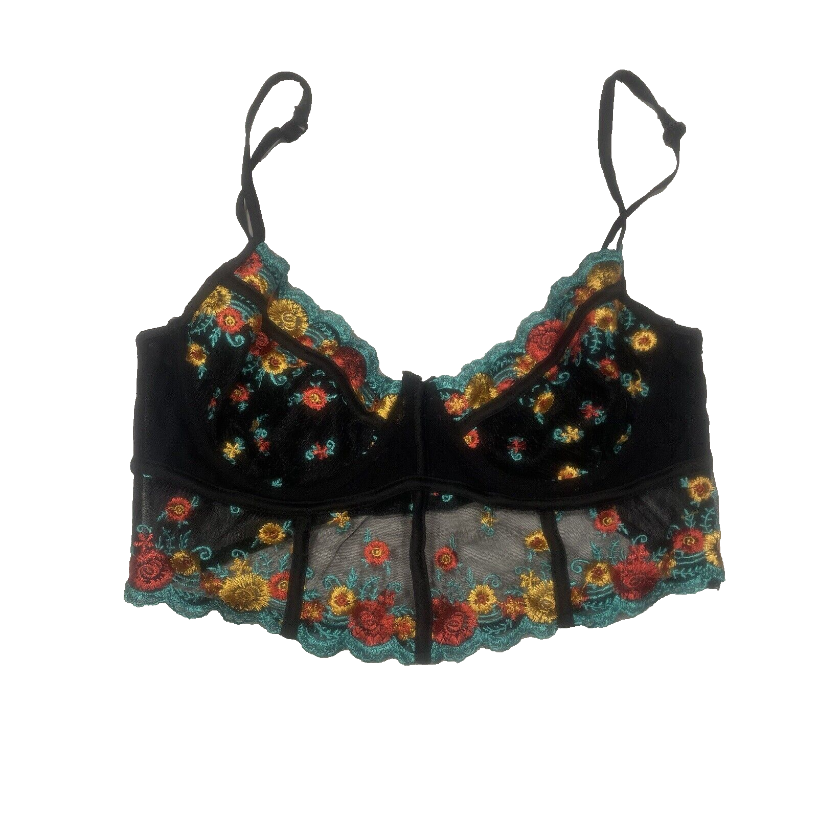 Hauty Black Floral Bra Size S