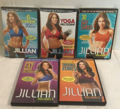 Lot of 5 Jillian Michaels Workout DVDs Killer Buns Thighs Abs Body Shred 3 NEW