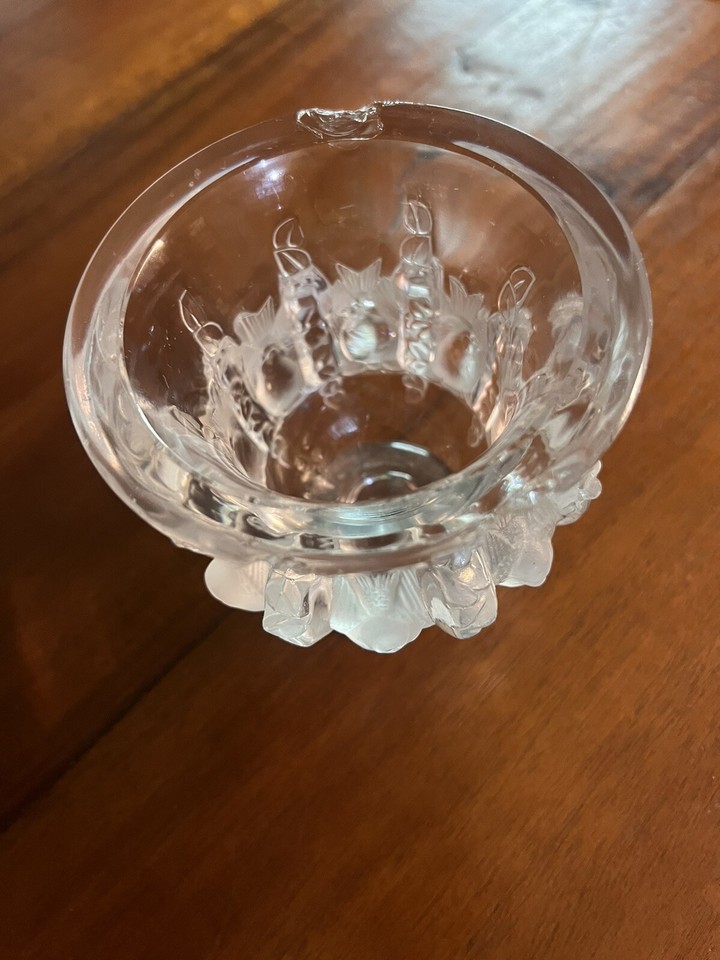 Authentic Signed Vintage France Lalique Dampierre Bird & Vines Crystal