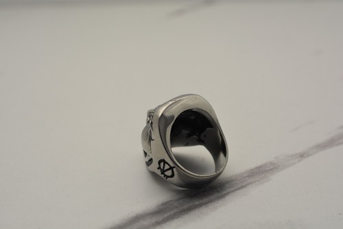 ANELLO ACCIAIO UOMO MASCHERA V PER VENDETTA ANONYMOUS TESCHIO MISURA 13 = 22 mm - Foto 7 di 9