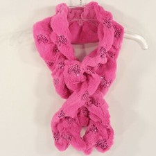 Toby Me Girls Pink Faux Fur Scarf Hearts Sequins Valentines Day Size 4-14 EUC