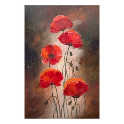 Original Art Poppy Painting Flowers Art Red Poppies Oil Painting