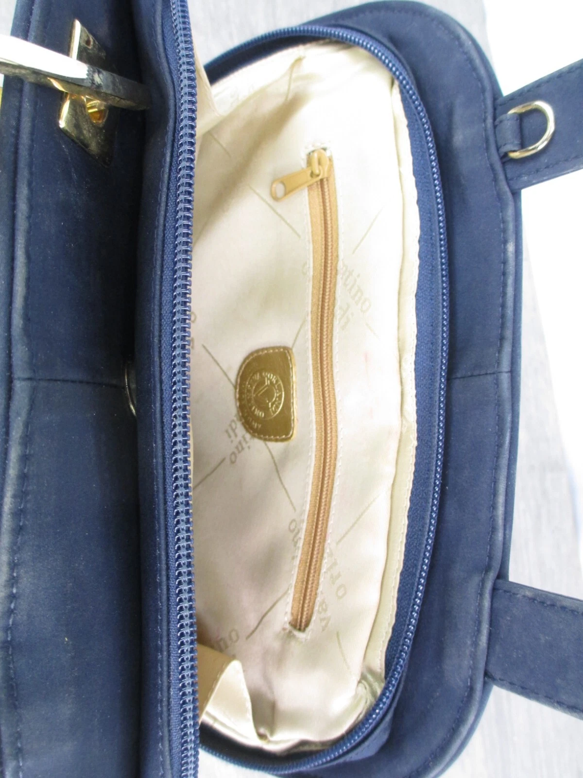 Borsa a tracolla Valentino Orlandi Nay blu con manico trapuntato