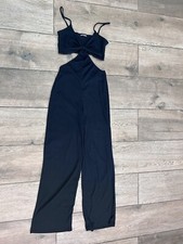 Womens Missy Empire Black Jersey Cut Out Jumpsuit - Strappy Size 12