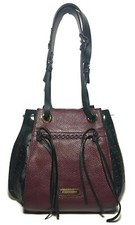 NWT 298 BCBG BCBGMAXAZRIA Burgundy Spice and Black Mikko Leather Handbag