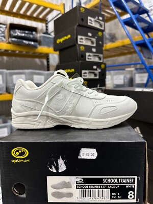 Optimum X17 Schulsneaker weiß (neu) Größe 8 Schnürschuhe KOSTENLOSER VERSAND