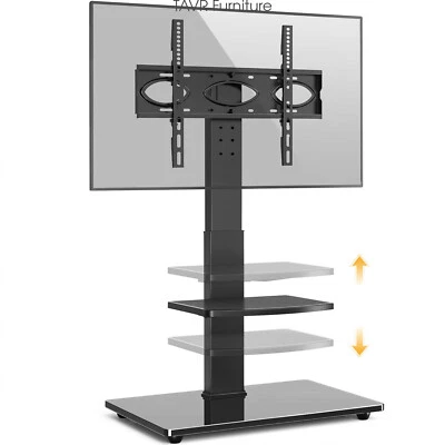 TAVR FURNITURE Universal Swivel Floor TV Stand with Mount Tempered Glass Base for 32-70 inch TV