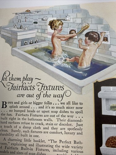 Fairfax Bathroom Fixtures Original Ad Kids In Tub 1920’s