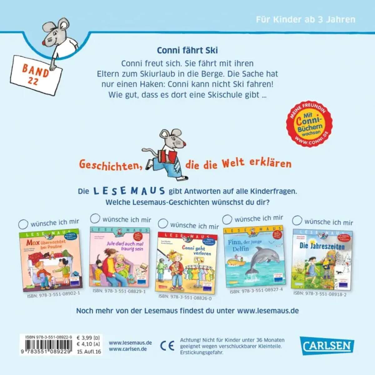 Thumbnail - Carlsen Verlag Lesemaus 22: Conni Fährt Ski
