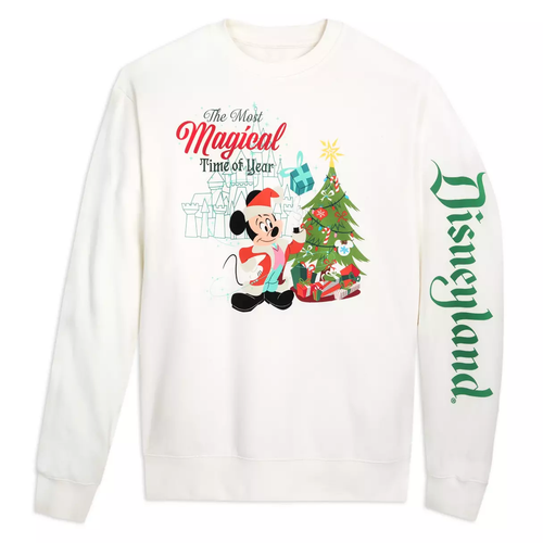 Disneyland Christmas Santa Mickey Mouse Pullover Sweatshirt- M -Disney Parks-New