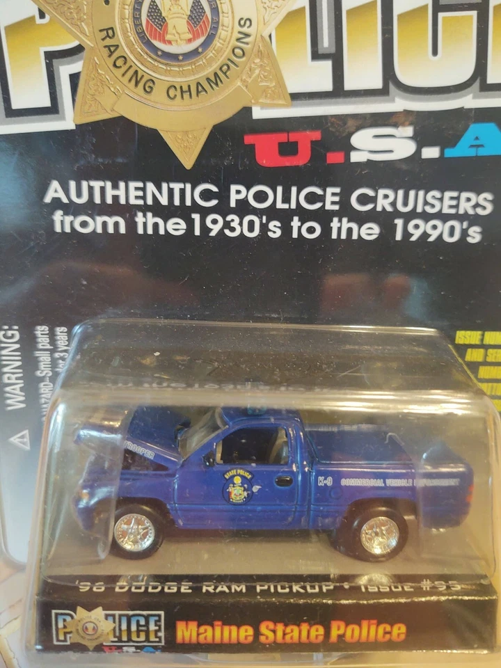 Camioneta Dodge Ram 1996 Racing Champions Police EE. UU. Policía Estatal de Maine NUEVO Foto 2 de 3