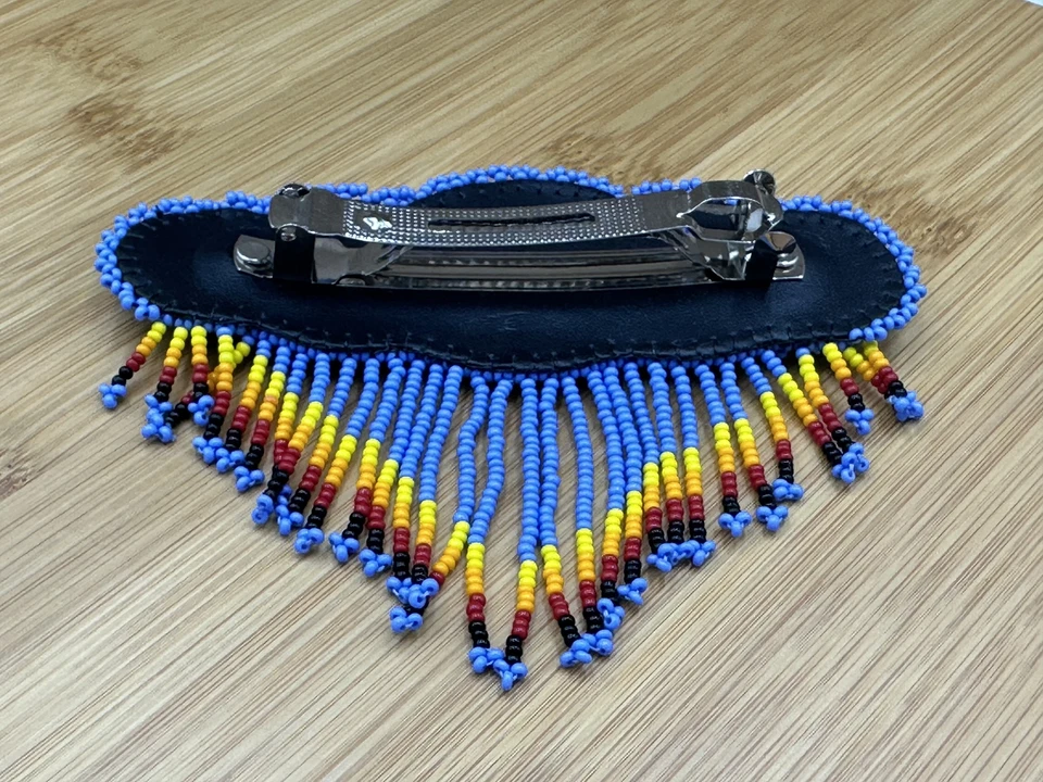 Cordón francés con flecos estilo nativo negro lavanda con cuentas hecho a mano Foto 3 de 4