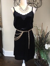 Love...Ady Slip On Velvet Dress, Sz M, Lace Detail, Adjustable Straps