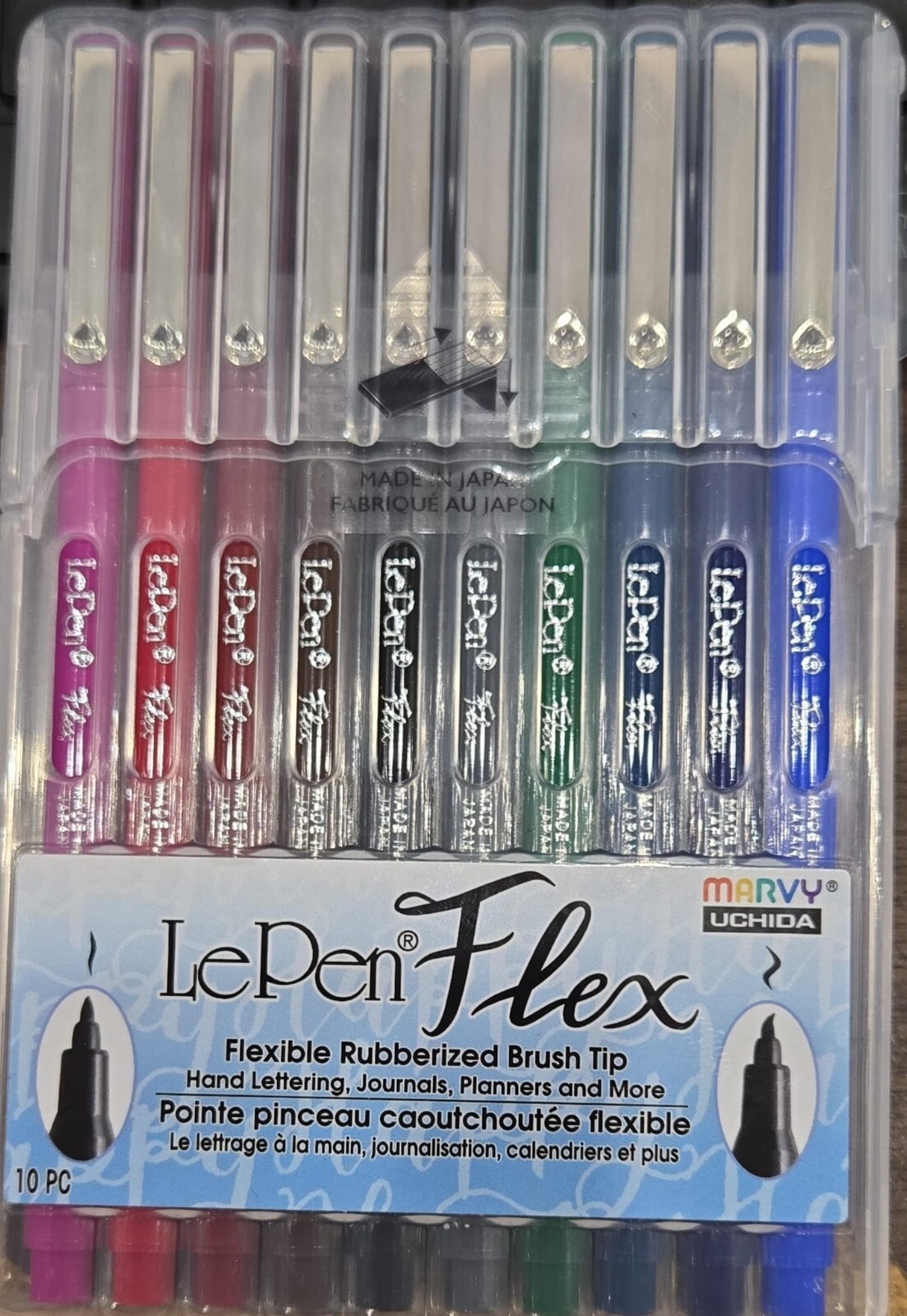 Marvy Uchida LePen Flex Marker, Brush Tip, Primary, 10 Color