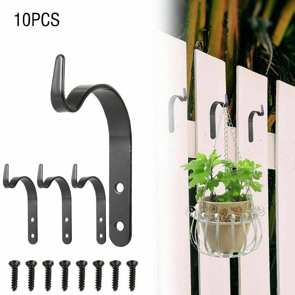 J Hooks Hanging Basket Outdoor 10PCS Black Flower Pots Hanging Bird