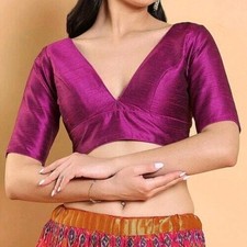 Designer Dupion silk V Neck  Back open party wear /House wear Saree Blouse