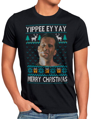 Yippee Yay Herren T-Shirt mclane stirb langsam weihnachten ugly sweater