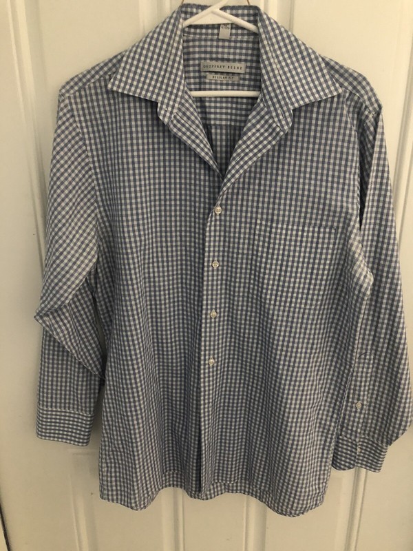 Geoffrey Beene blue checked shirt regular fit 15.5/32-33      #332