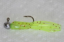 8 pk Chartreuse Red Sparkle Crappie Fishing Tube Jigs Bluegill Perch Walleye