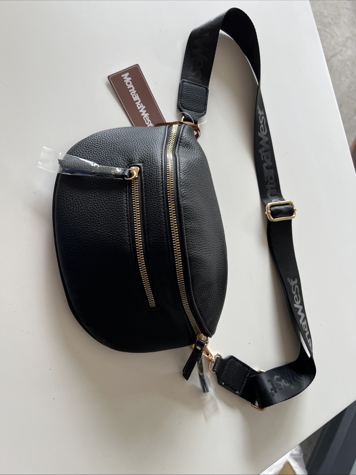 Montana West Black Fanny Faux Leather Pack Waist Bag Purse Adjustable Strap
